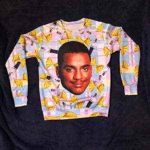 Woman’s crew neck sweater with Carlton’s face